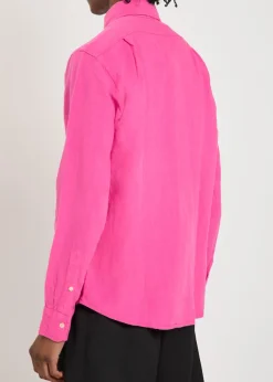 Logo-embroidered linen shirt