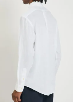 Logo-embroidered linen shirt