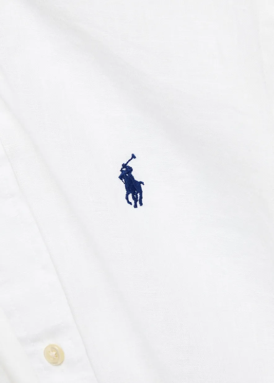 Logo-embroidered linen shirt