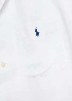 Logo-embroidered linen shirt