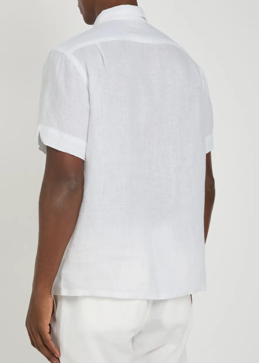 Logo-embroidered linen shirt
