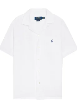 Logo-embroidered linen shirt