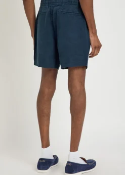 Logo-embroidered linen shorts