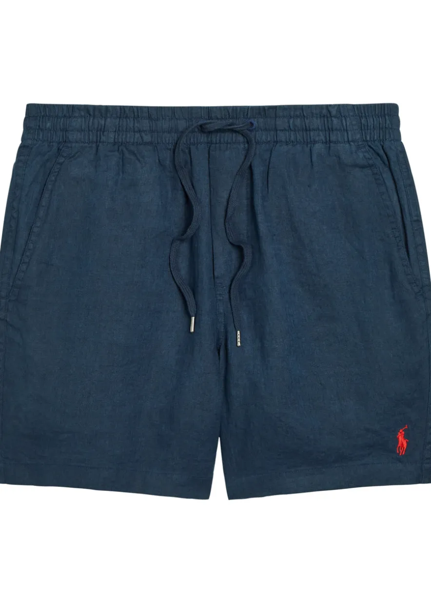 Logo-embroidered linen shorts