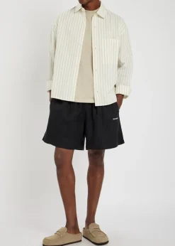 Logo-embroidered linen swim shorts