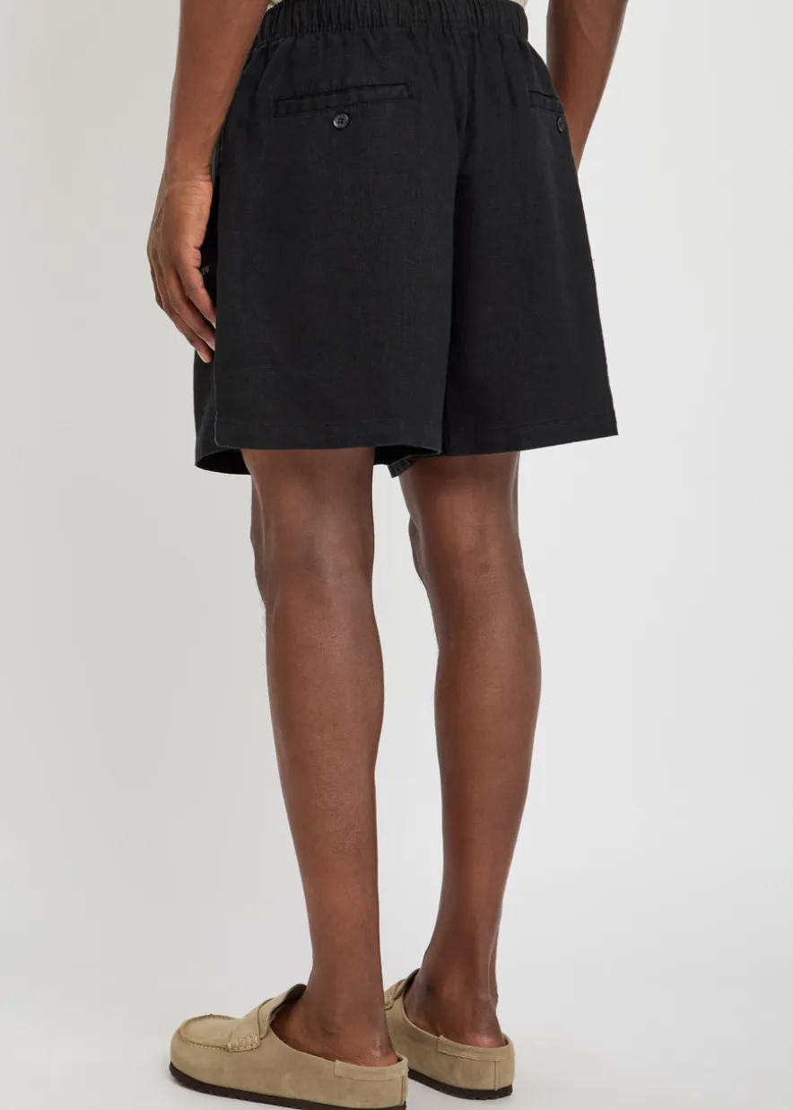 Logo-embroidered linen swim shorts