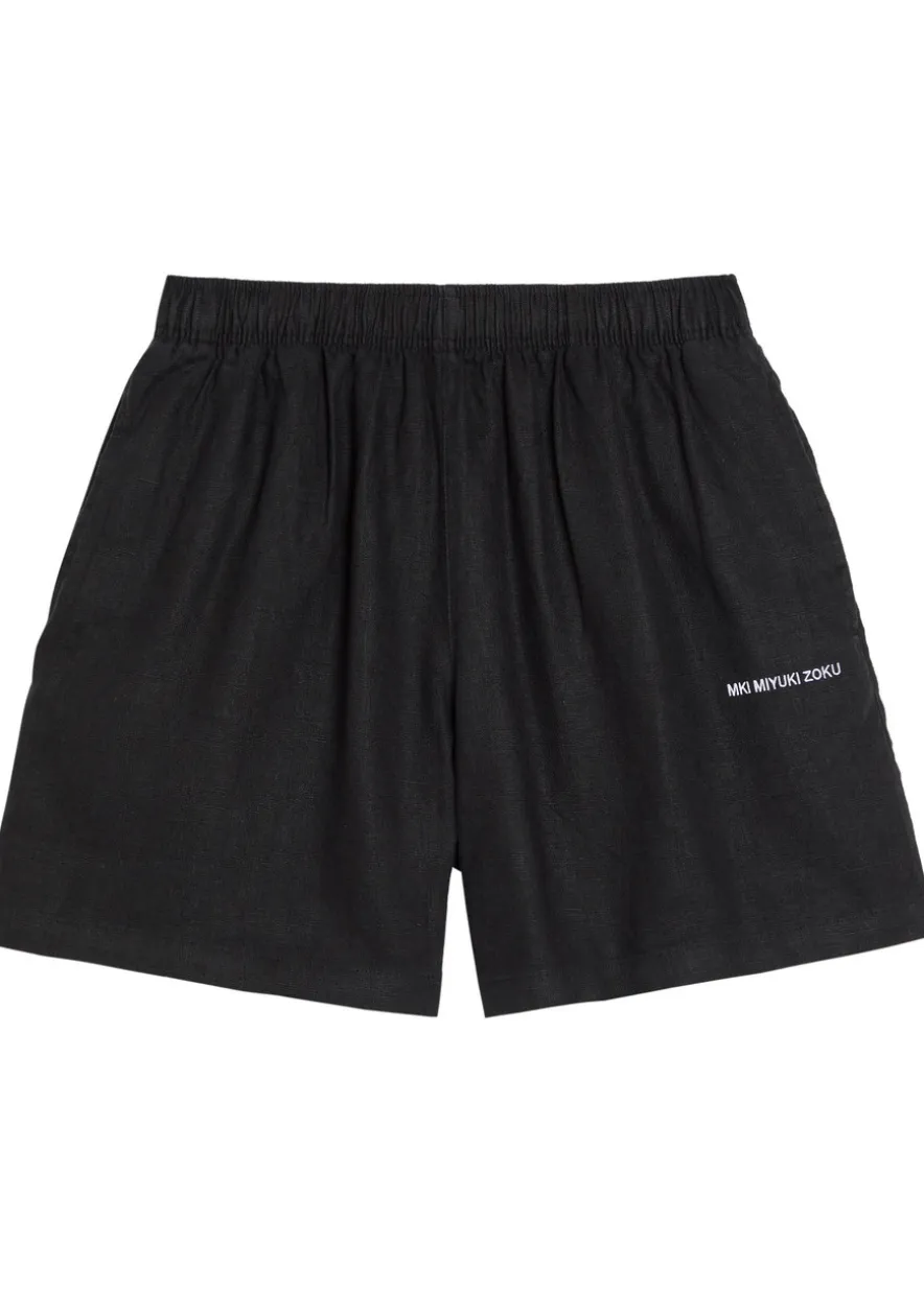 Logo-embroidered linen swim shorts