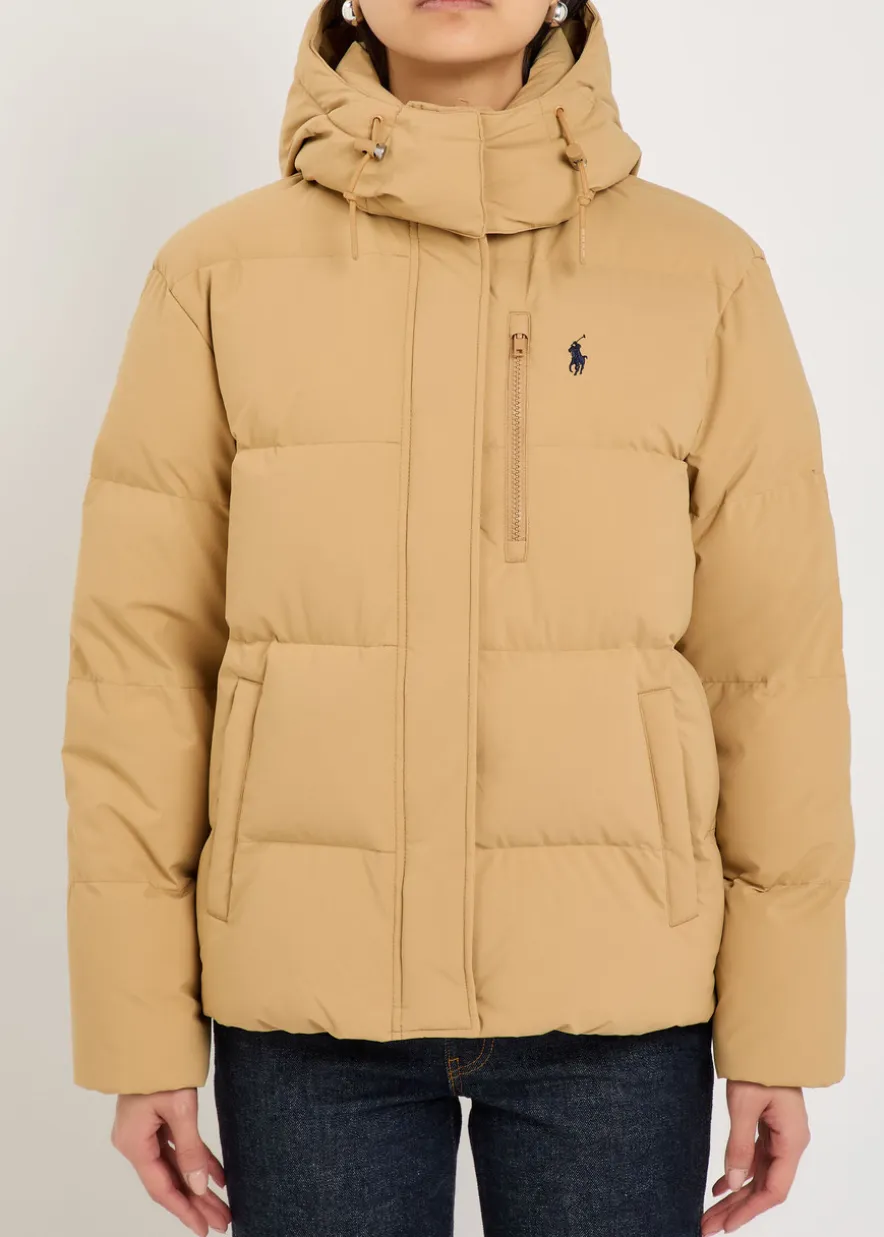 Logo-embroidered padded shell jacket