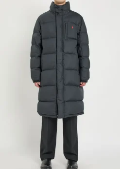 Logo-embroidered padded shell coat
