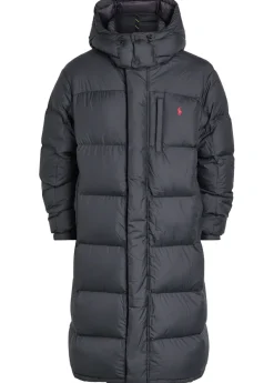 Logo-embroidered padded shell coat
