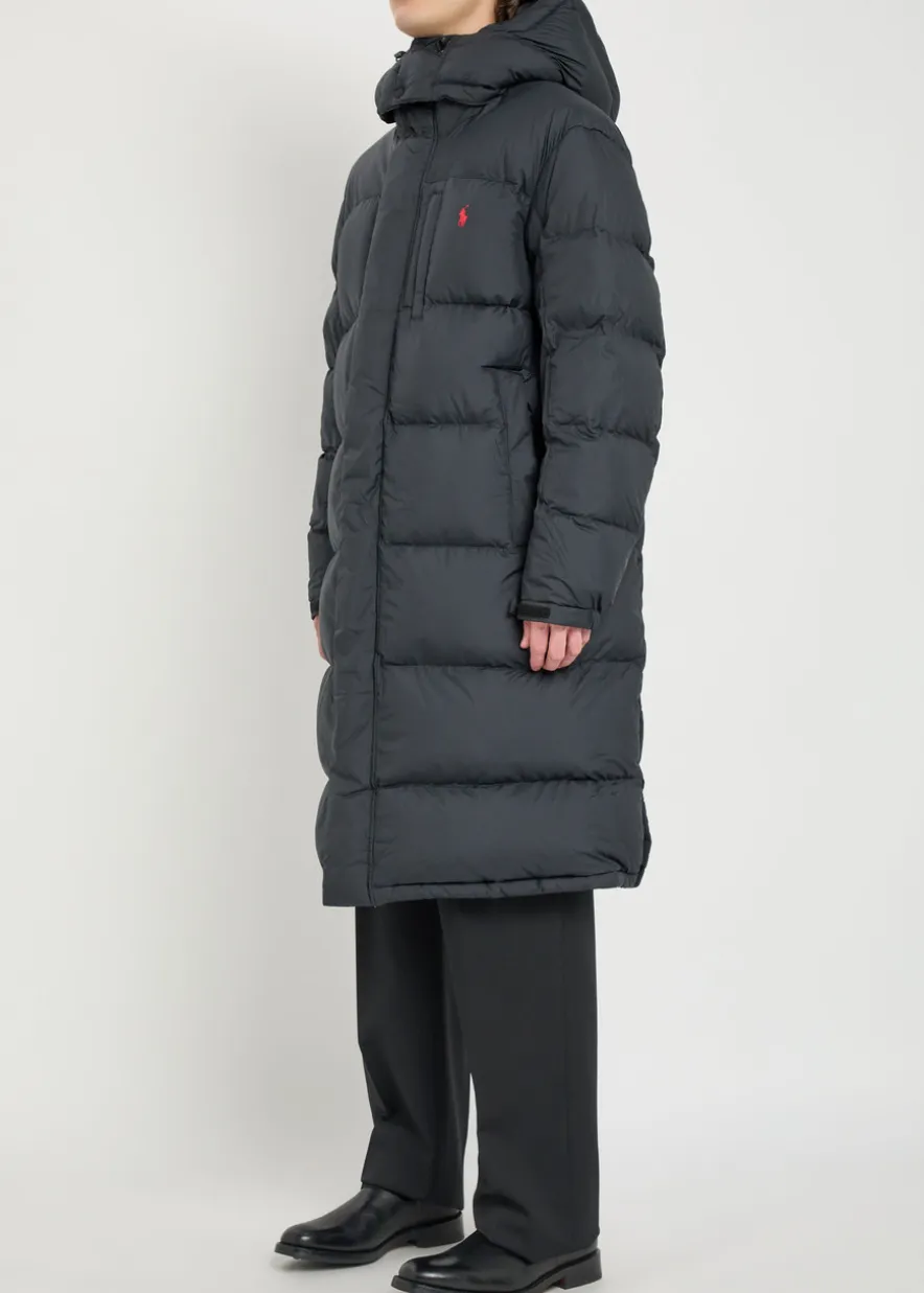 Logo-embroidered padded shell coat
