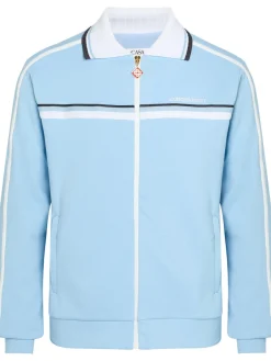 Logo-embroidered panelled piqué woven track jacket