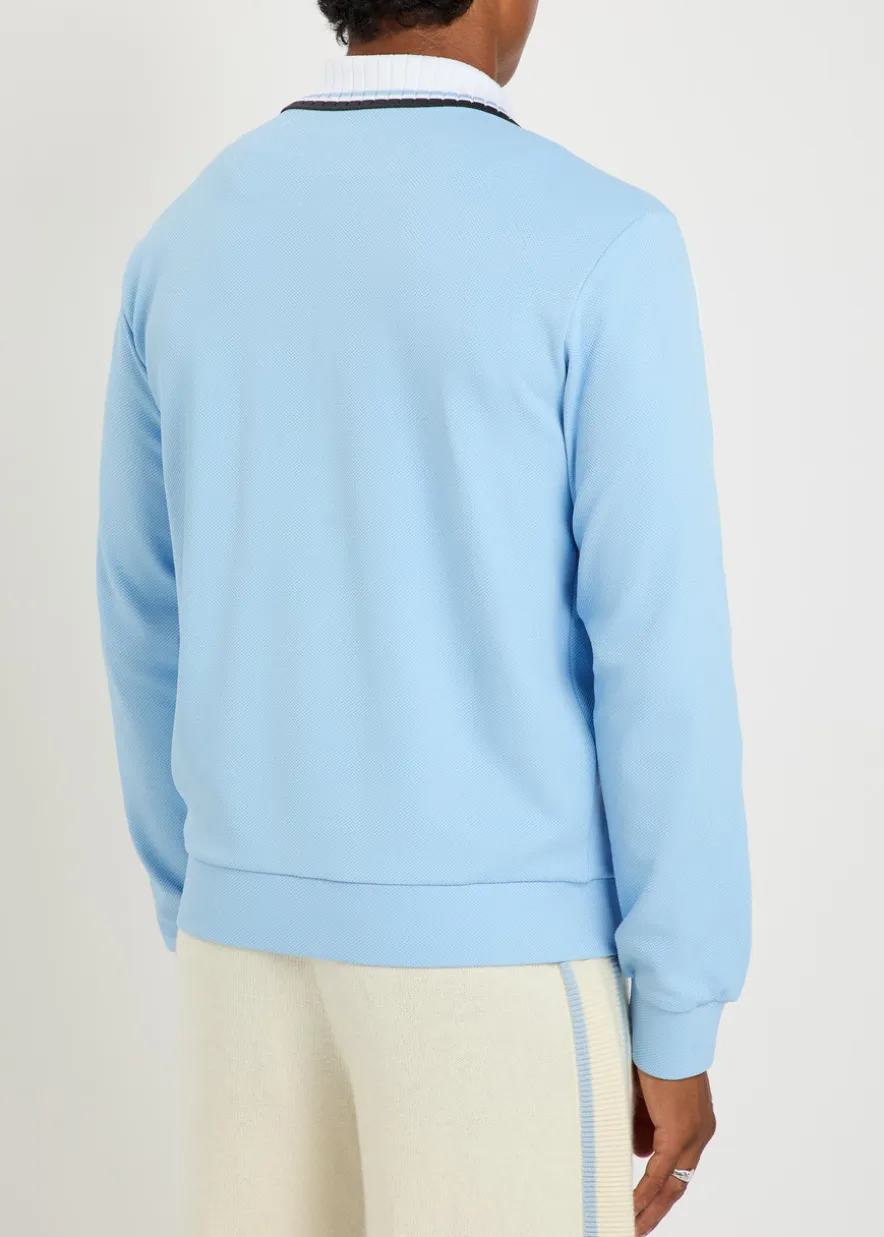 Logo-embroidered panelled piqué woven track jacket