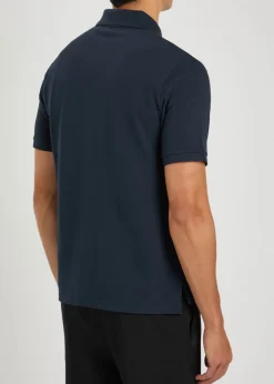 Logo-embroidered piqué cotton-blend polo shirt