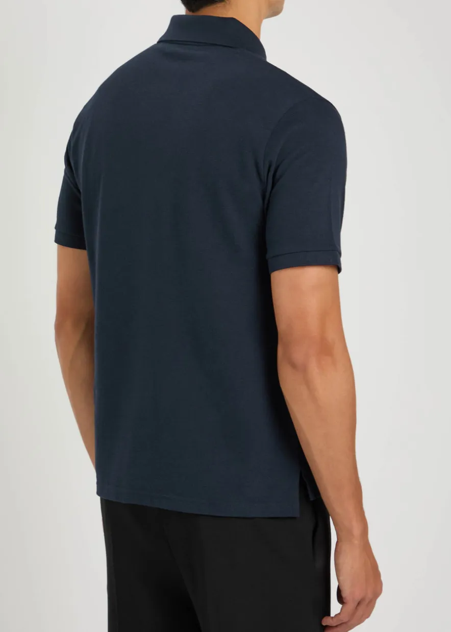 Logo-embroidered piqué cotton-blend polo shirt