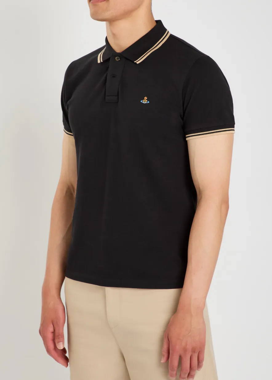 Logo-embroidered piqué cotton polo shirt