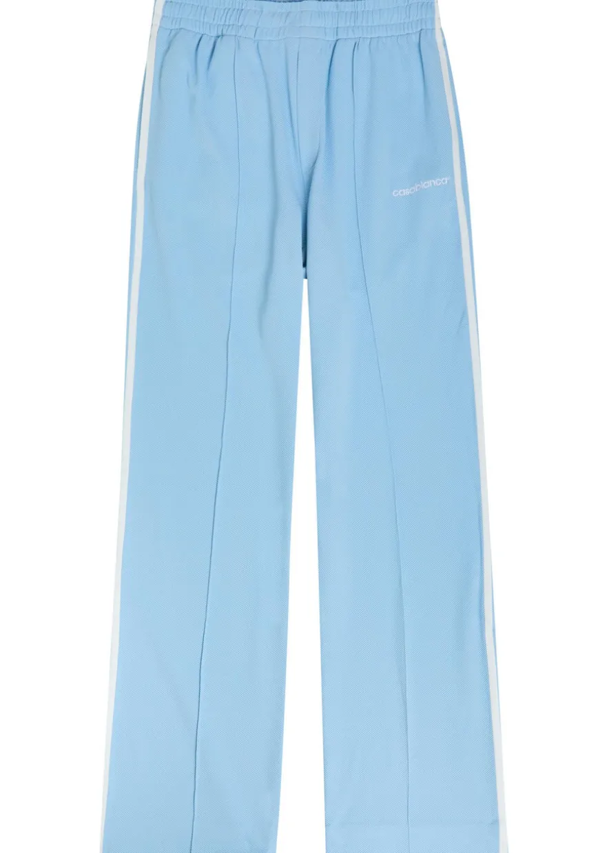 Logo-embroidered piqué woven track pants