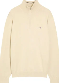 Logo-embroidered quarter-zip cotton jumper