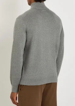 Logo-embroidered quarter-zip cotton jumper