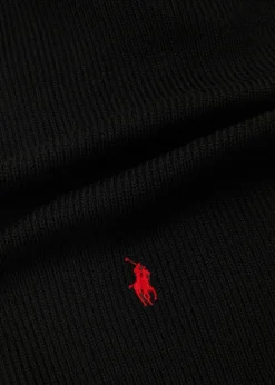 Logo-embroidered ribbed wool scarf