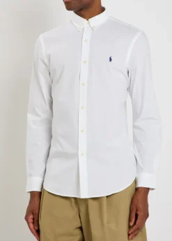 Logo-embroidered stretch-cotton shirt