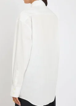 Logo-embroidered striped cotton shirt
