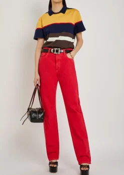 Logo-embroidered striped cotton polo T-shirt