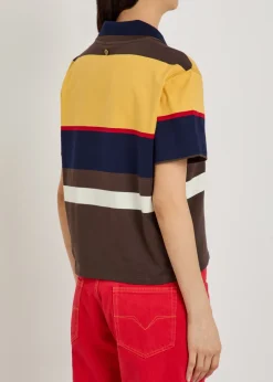 Logo-embroidered striped cotton polo T-shirt