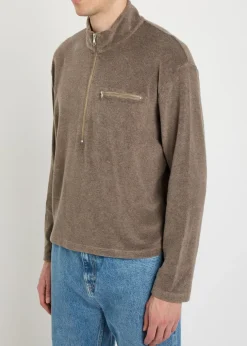 Logo-embroidered terry half-zip sweatshirt