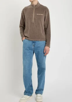 Logo-embroidered terry half-zip sweatshirt