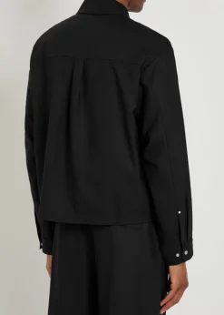 Logo-embroidered twill overshirt