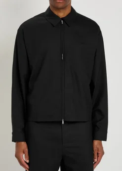 Logo-embroidered twill overshirt
