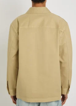 Logo-embroidered twill overshirt