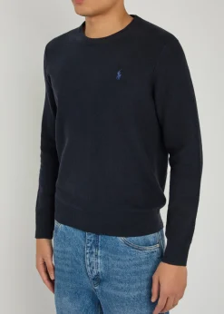 Logo-embroidered waffle-knit jumper