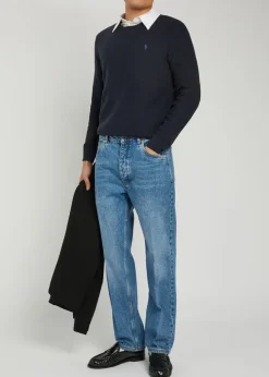 Logo-embroidered waffle-knit jumper