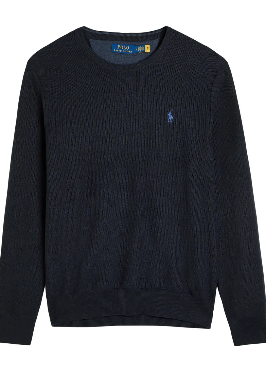 Logo-embroidered waffle-knit jumper