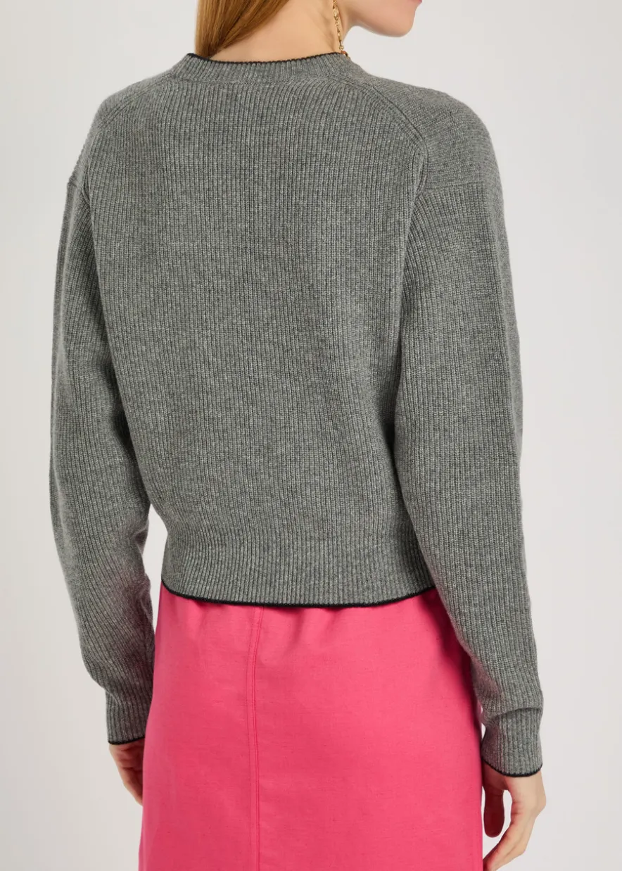 Logo Embroidered wool and cashmere-blend jumper