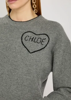 Logo Embroidered wool and cashmere-blend jumper