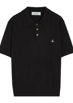 Logo-embroidered wool and cashmere-blend polo shirt