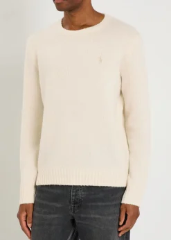 Logo-embroidered wool-blend jumper
