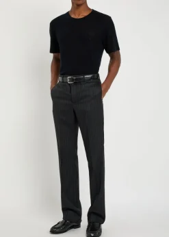 Logo-embroidered wool T-shirt