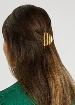 Logo-engraved brass hair clip