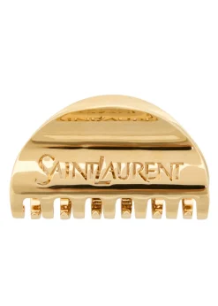 Logo-engraved brass hair clip