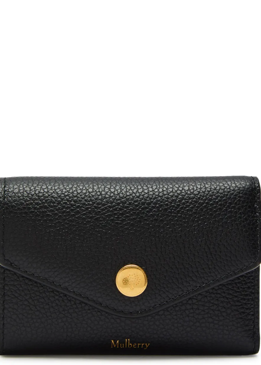 Logo grained leather wallet