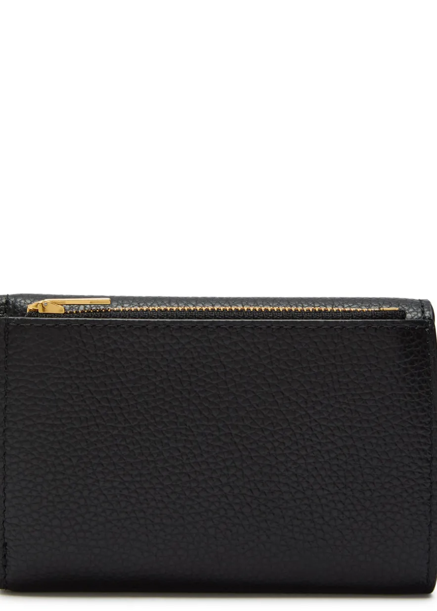 Logo grained leather wallet