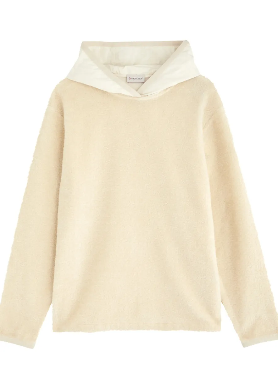 Logo hooded faux fur sweatshirt