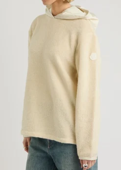 Logo hooded faux fur sweatshirt