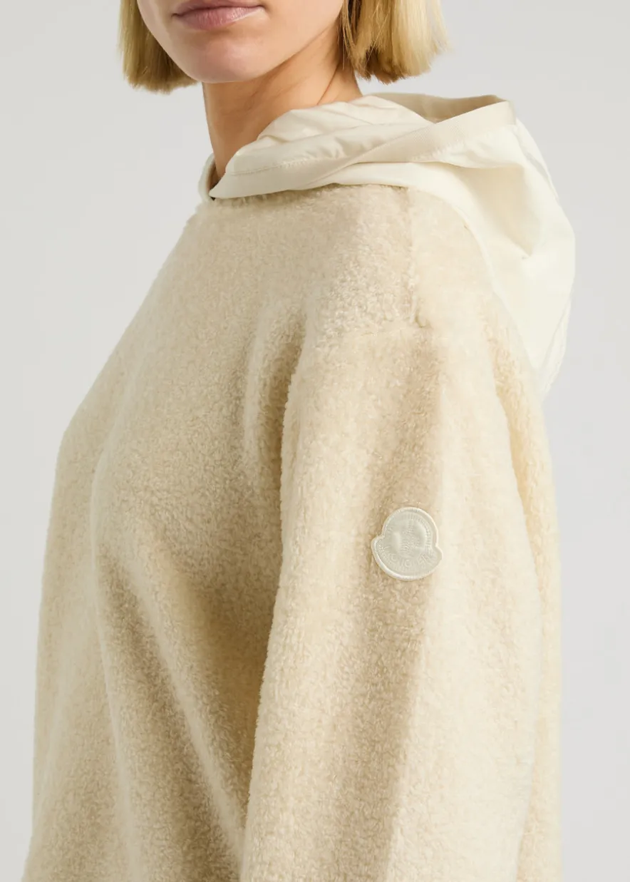 Logo hooded faux fur sweatshirt