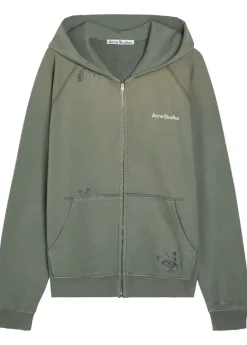 Logo hooded zip-through cotton sweatshirt