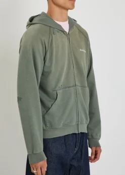 Logo hooded zip-through cotton sweatshirt